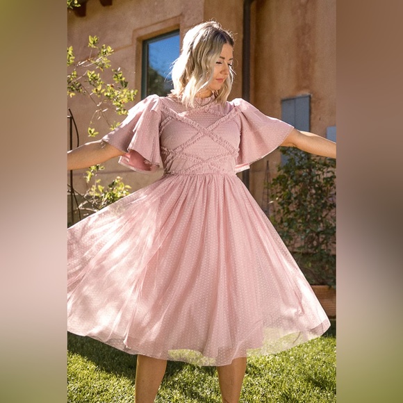 NWT Ivy City Co Tara Blush Tulle Dress Size Medium - Picture 4 of 7